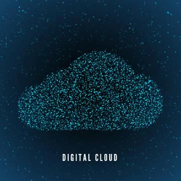 Digital cloud. Global structure of data storage. Web or Internet concept. Tec Illustrazione stock