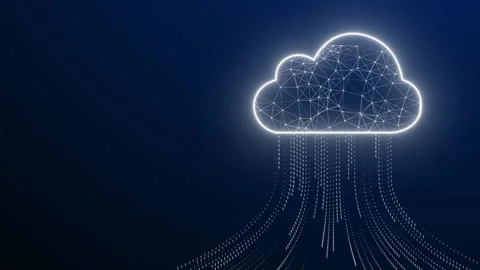 A digital cloud with glowing particles with binary code background 库存影片 347859376
