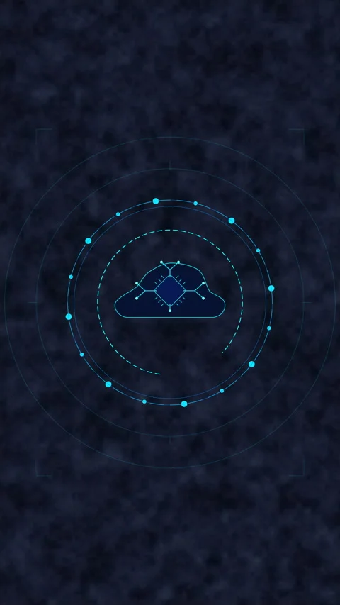Digital cloud icon with circular radar pulse animation and data network con.. Stock Footage 348328408