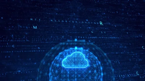 Digital Cloud Infrastructure with Connected Data Network Stock Footage 341378891