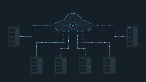 Digital Cloud Infrastructure Connecting Server Racks Stock Footage 343894088