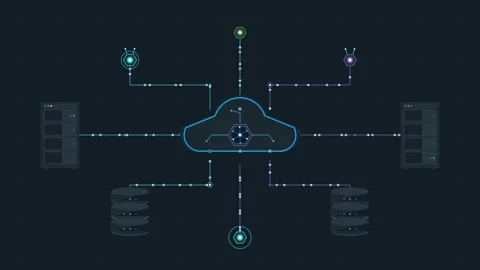 Digital Cloud Infrastructure Network Connectivity Visualization Stock Footage 343894070