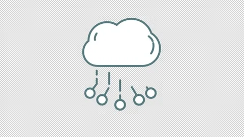Digital Cloud line icon on the Alpha Channel Stock Footage 136303271