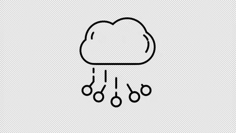 Digital Cloud line icon on the Alpha Channel Stock Footage 138119639