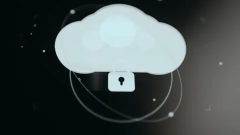 Digital cloud with lock symbolizing data security Stock Footage 332046834