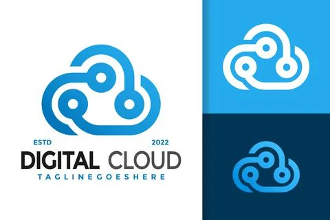 Digital Cloud Logo Design, brand identity logos vector, modern logo, Logo Des Illustrazione stock