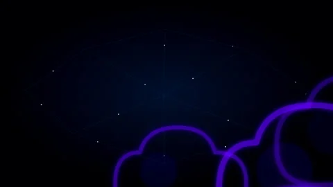 Digital Cloud Network Nodes Pulsing and Transferring Glowing Data Packets in Stock Footage 348336201