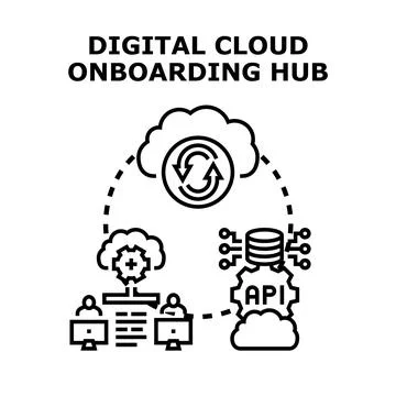 Digital cloud onboarding hub platform integrating services Illustrazione stock