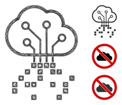 Digital Cloud Polygonal Web Vector Mesh Illustration Stockillustratie