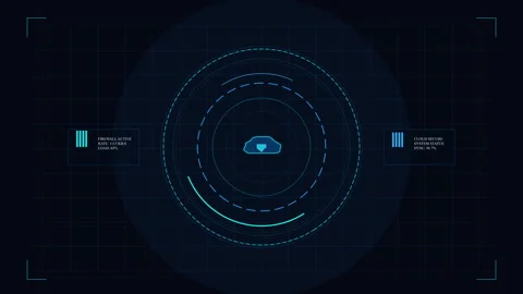 Digital cloud radar scan with interface data analysis network, tech connect.. Stock Footage 348328389