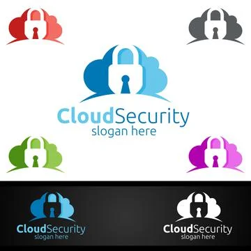 Digital Cloud Security Logo for Network, Internet , Hosting or Backup Server イラスト素材