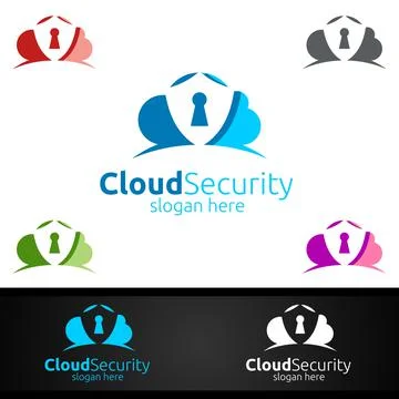 Digital Cloud Security Logo for Network, Internet , Hosting or Backup Server イラスト素材