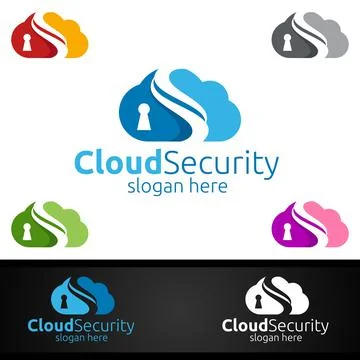 Digital Cloud Security Logo for Network, Internet , Hosting or Backup Server イラスト素材