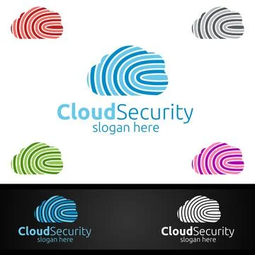 Digital Cloud Security Logo for Network, Internet , Hosting or Backup Server イラスト素材