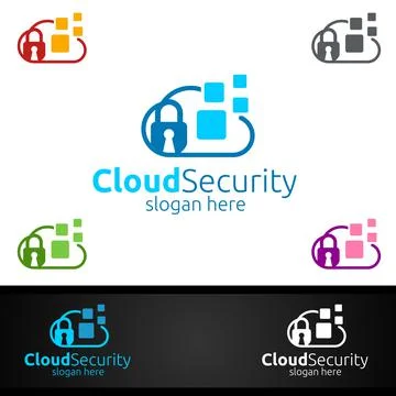 Digital Cloud Security Logo for Network, Internet , Hosting or Backup Server イラスト素材