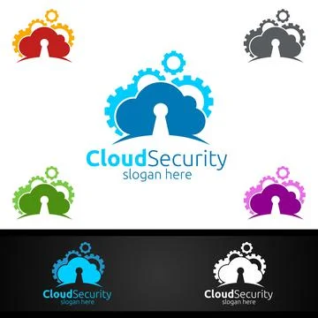 Digital Cloud Security Logo for Network, Internet , Hosting or Backup Server Stock Illustration