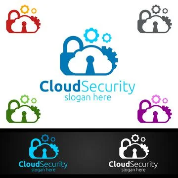 Digital Cloud Security Logo for Network, Internet , Hosting or Backup Server イラスト素材