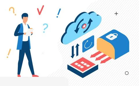 Digital cloud server technology computing security 스톡 일러스트