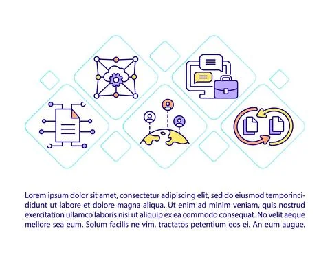 Digital cloud service concept line icons with text Stockillustratie