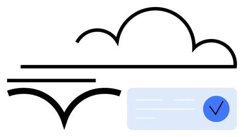 Digital Cloud Storage and Data Security Verification Concept with Checkmark.. Stock Illustration