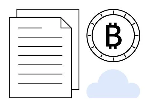 Digital Cloud Storage for Cryptocurrency and Document Management Stock Illustration