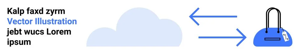 Digital Cloud Storage with Secure Data Transfer Illustrated by Arrows and Tex Stock Illustration