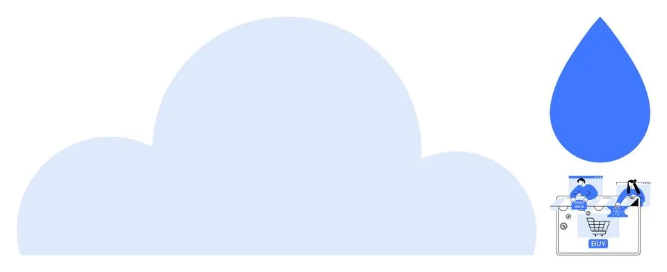 Digital Cloud Storage System with E-commerce Elements and User Accessibility 스톡 일러스트