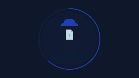 Digital Cloud Storage Upload Interface with Industrial Blue Circular Contai.. Video stock 348472677