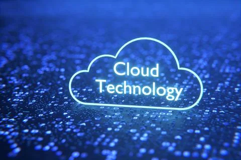 Digital cloud technology background. 3d cloud computing service management. 3 Stock Illustration