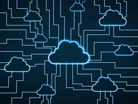 Digital cloud technology background, network connect, storage of your data. V Stock-Illustration