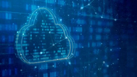 Digital Cloud Technology Overlay 4K Black Background Stock Footage 289910868