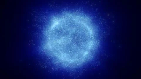 Digital cloud of tiny glowing blue particles forming a cosmic ring イラスト素材