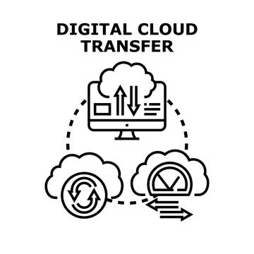 Digital cloud transfer concept data sharing technology 스톡 일러스트