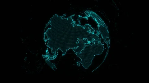 Digital Clouds Earth rotating animation social future technology Stock Footage 150297284