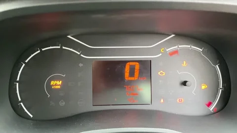 Digital cluster of the luxury car with stating close up Stock Footage 225320507