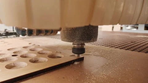Digital cnc milling machine finish processing plywood board - camera orbit Video stock 161963535