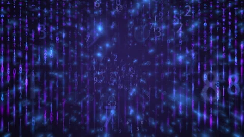 Digital Code Abstract Glowing Purple Numbers Grid Stock Footage 304370855