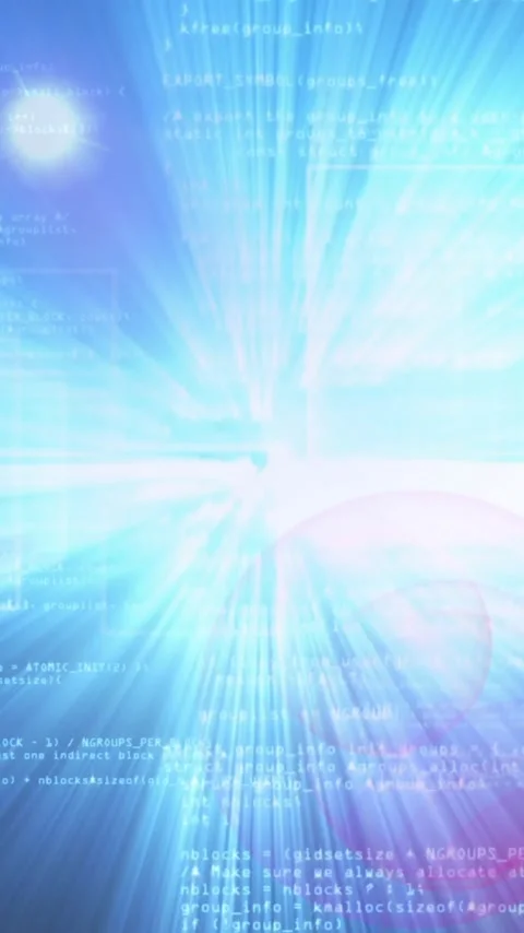 Digital code and data processing animation with bright light burst effect Stock Footage 344370305