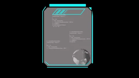 Digital Code and Globe on Abstract Futuristic Frame with Neon Accents progr.. Vidéo 337363274