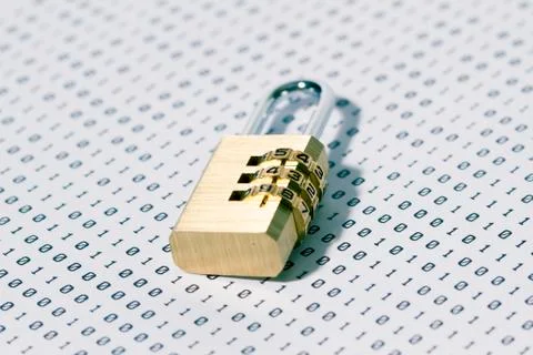 Digital code and lock, network data security Stockfoto's
