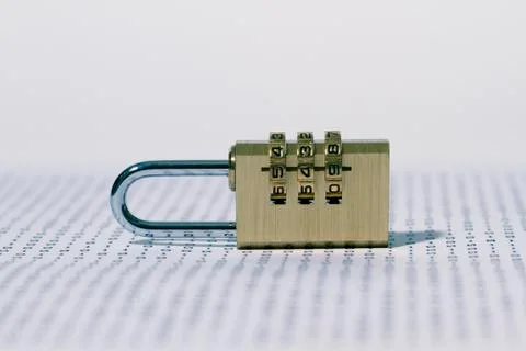 Digital code and lock, network data security 스톡 사진