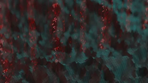 Digital code and polygonal surface seamless loop 3D render animation Stock Footage 162732756