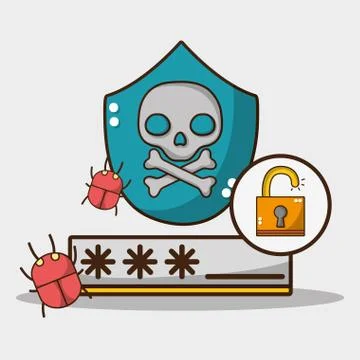 Digital code and spectre skull virus Illustrazione stock