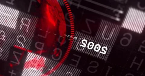 Digital code and world map image over red and black background イラスト素材