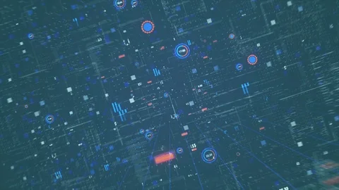 Digital code background loop - Fly through abstract 3D rendering of a scientific Video stock 114615773