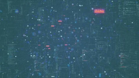 Digital code background loop - Fly through abstract 3D rendering of a scientific Stock-Illustration