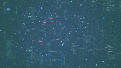 Digital code background loop - Fly through abstract 3D rendering of a scientific Foto stock