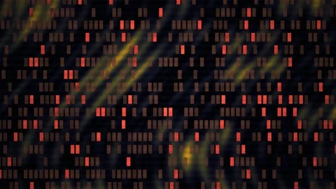 Digital code background with red and orange light pixels on black. Stock-Footage 335948585