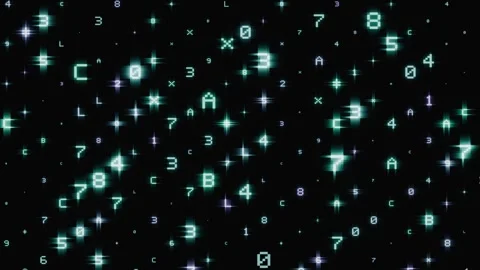 Digital code characters grid animate with glowing numbers Stock Footage 346663234