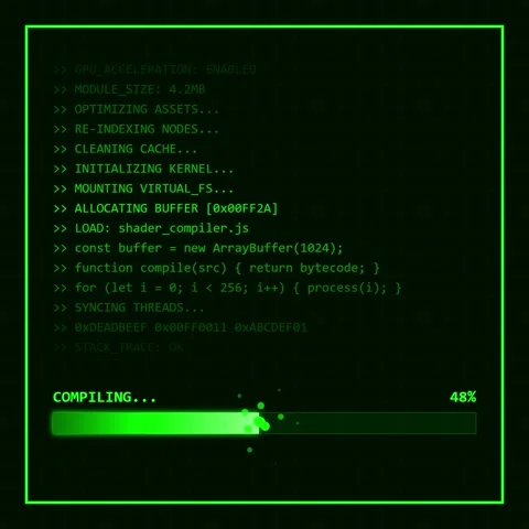 Digital Code Compilation Progress Bar Loading Screen Animation Stock Footage 347259711